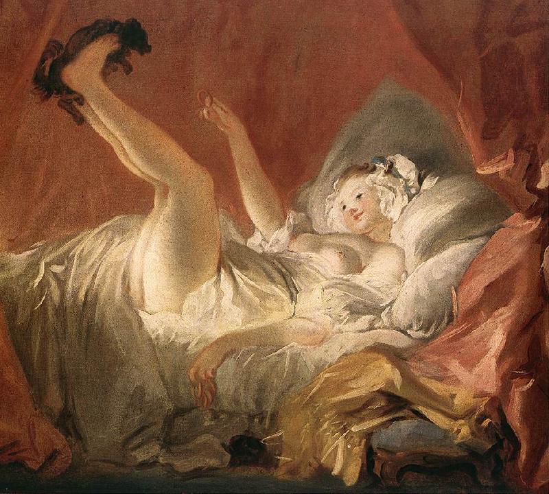 Jean Honore Fragonard Young Woman Playing with a Dog oil painting picture